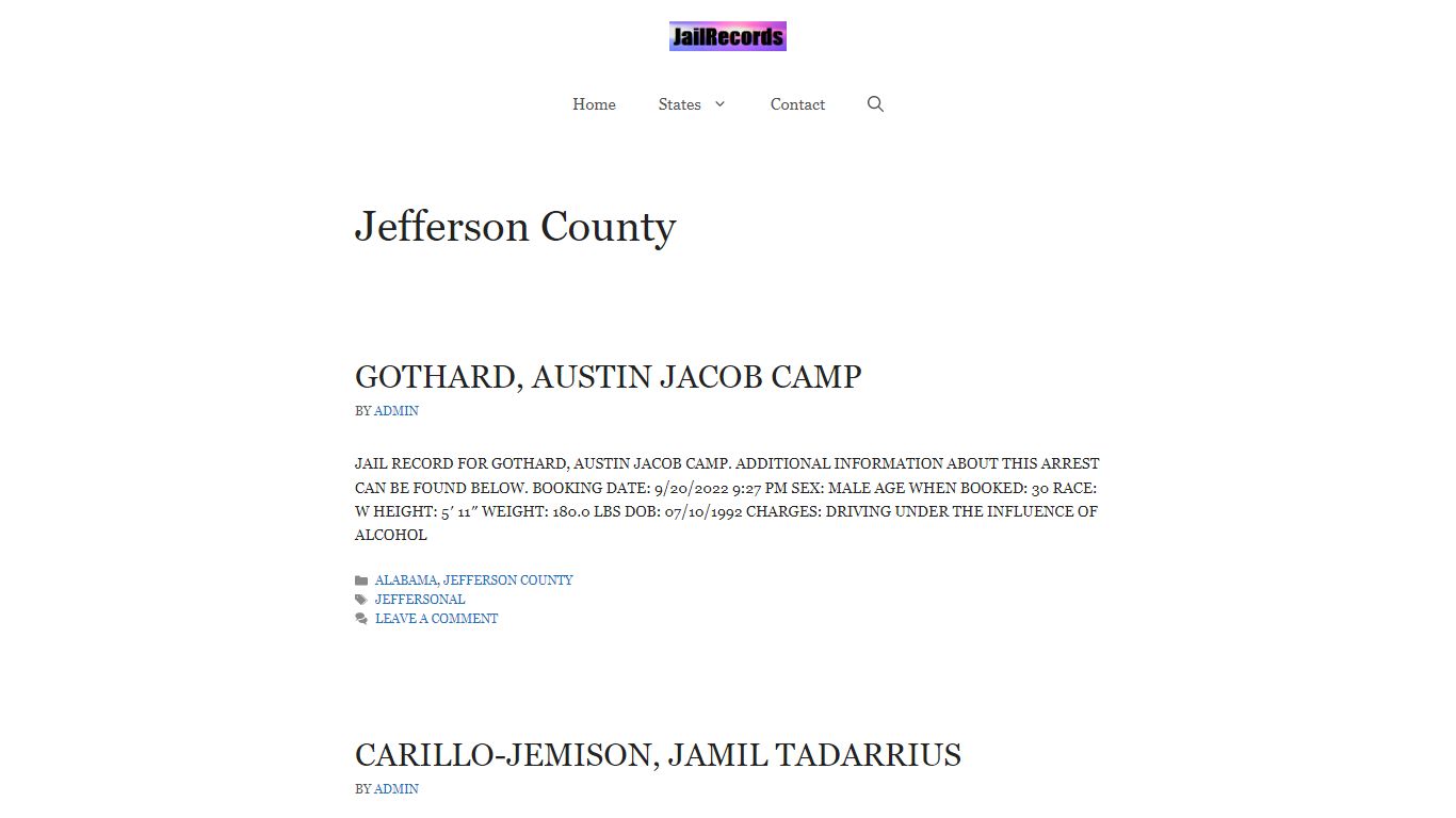 Jefferson County Arrest Records